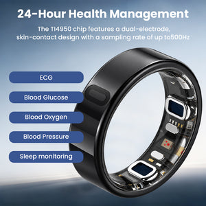 Bearscome V8 High-end Flagship Blood Glucose ECG/EKG Blood Pressure Monitoring AI Health Analysis Smart Ring