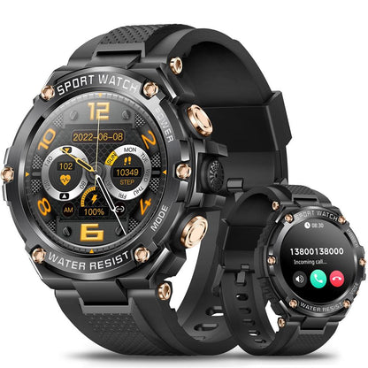 Bearscome Military Grade Bluetooth Call Message Heart Rate Blood Pressure Blood Oxygen Music Multi-sport Smartwatch