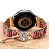 PurpleFlower Cylindrical Bracelet Watch Ethnic Retro Natural Stone Woven Watch Band - PurpleFlower