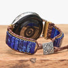 PurpleFlower Cylindrical Bracelet Watch Ethnic Retro Natural Stone Woven Watch Band - Deep Blue Imperial stone