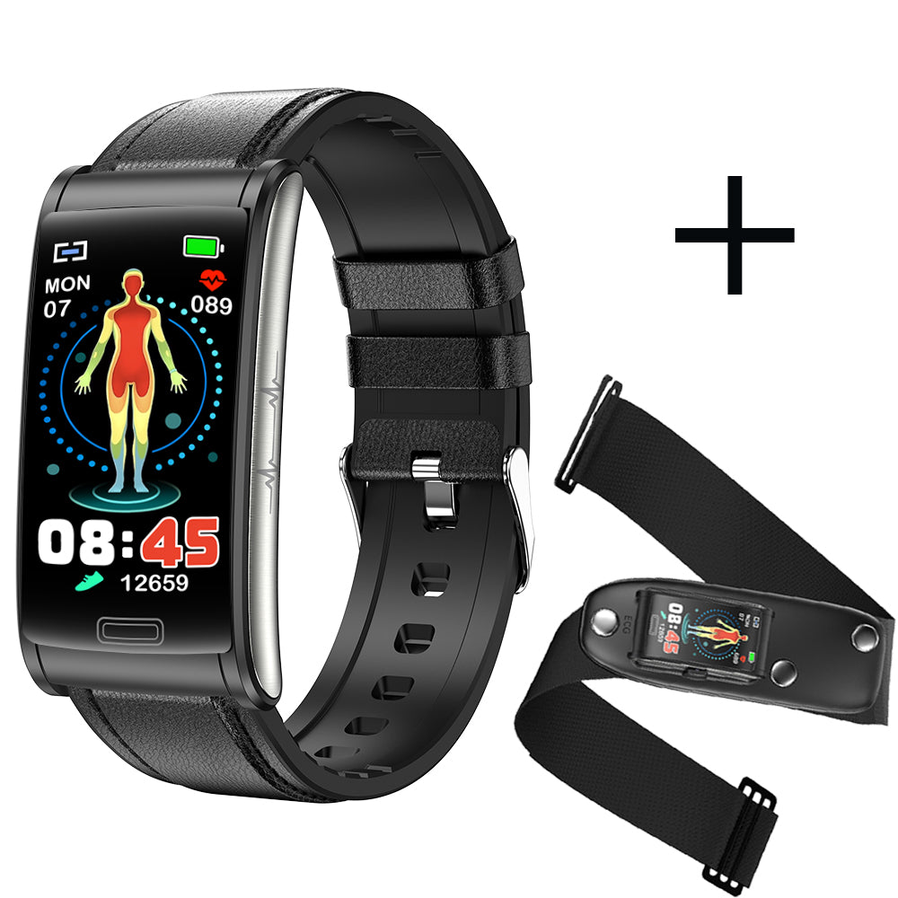 BCBEARSCOME BCE600 3-Lead ECG HRV Blood Glucose Blood Pressure Blood Oxygen  Sleep Detection HD Bluetooth Smart Bracelet