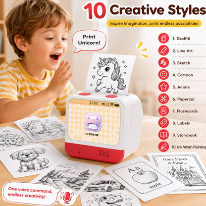 AI Voice Sticker Maker for Kids, Mini Inkless Thermal Printer, Portable Label Maker Machine Box for DIY Crafts